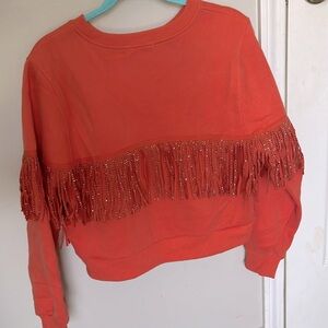 Western rhinestone frayed sweatshirt